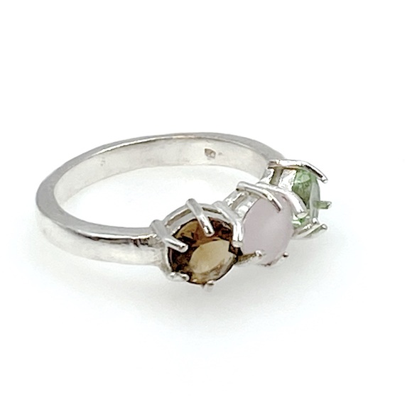 Peridot Smoky Topaz 925 Sterling Silver wit natural gemstone ring. Size 9 - Picture 3 of 4